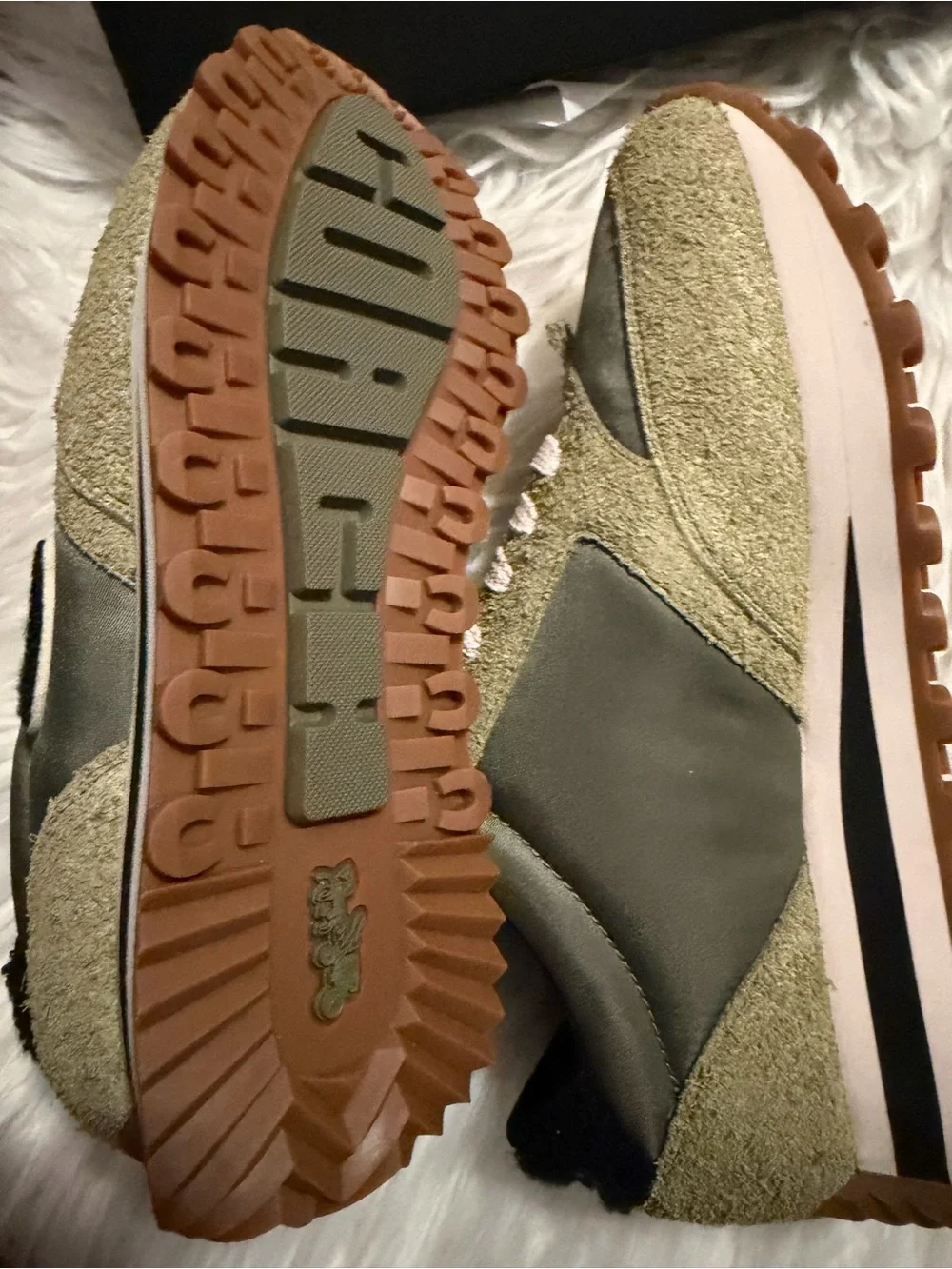 Coach Olive Green Mixed-Material Sneakers